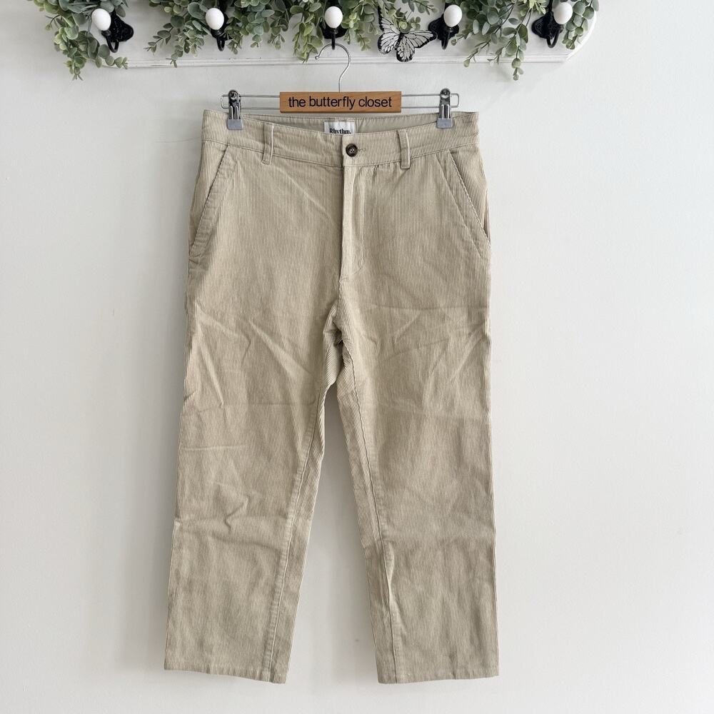 Rhythm Beige Courdory Wide Leg Crop Pants Size 32 P4753